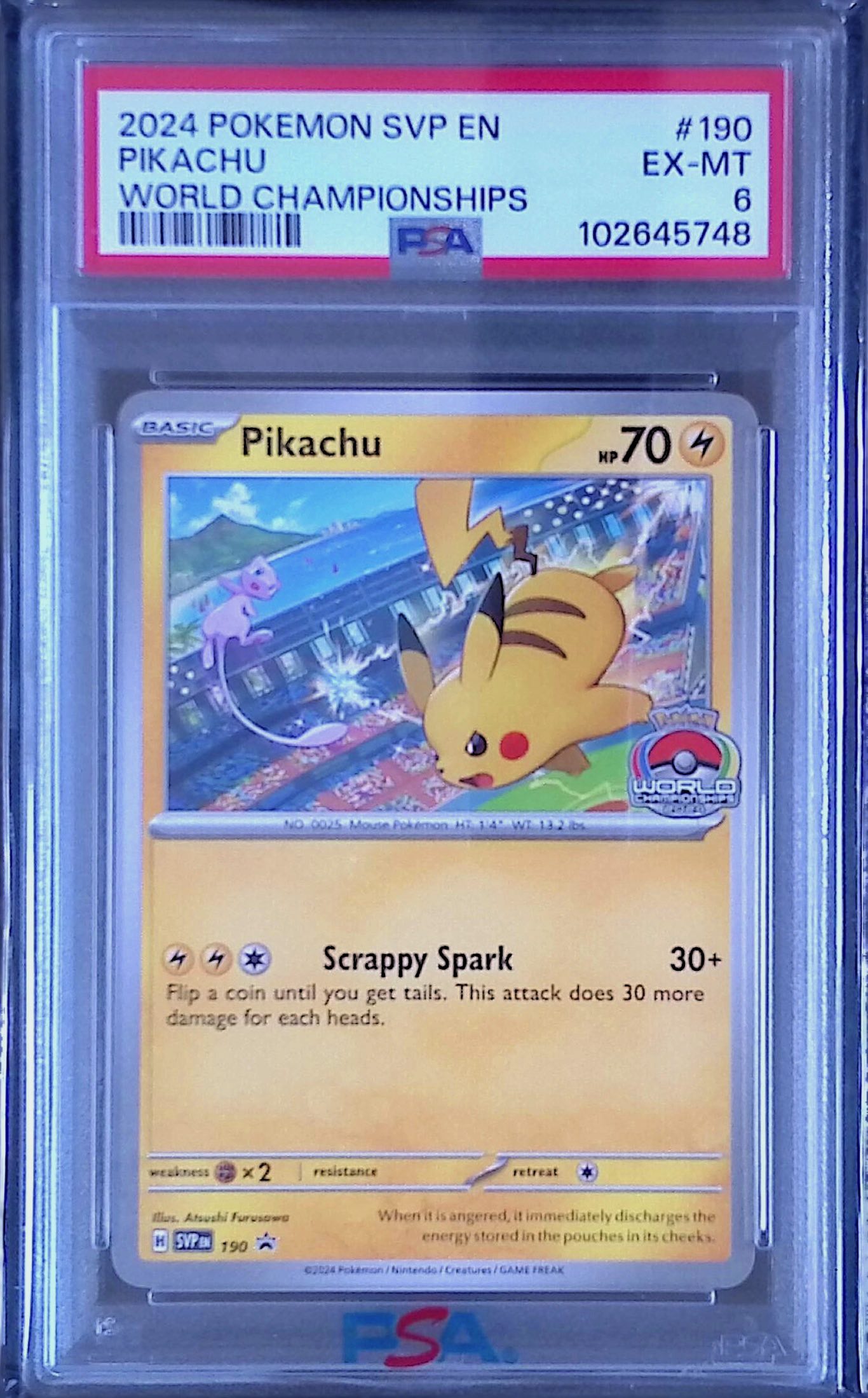 Pikachu WORLD CHANPIONSHIPS2024ロゴ入り PSA6